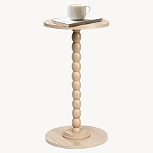 FIAHOSEY Small Walnut Drink Table - 22.56" Tall Vintage Bobbin End Table for Small Spaces, Dark Wood Pedestal Accent Table for Living Room, Classic Martini Table