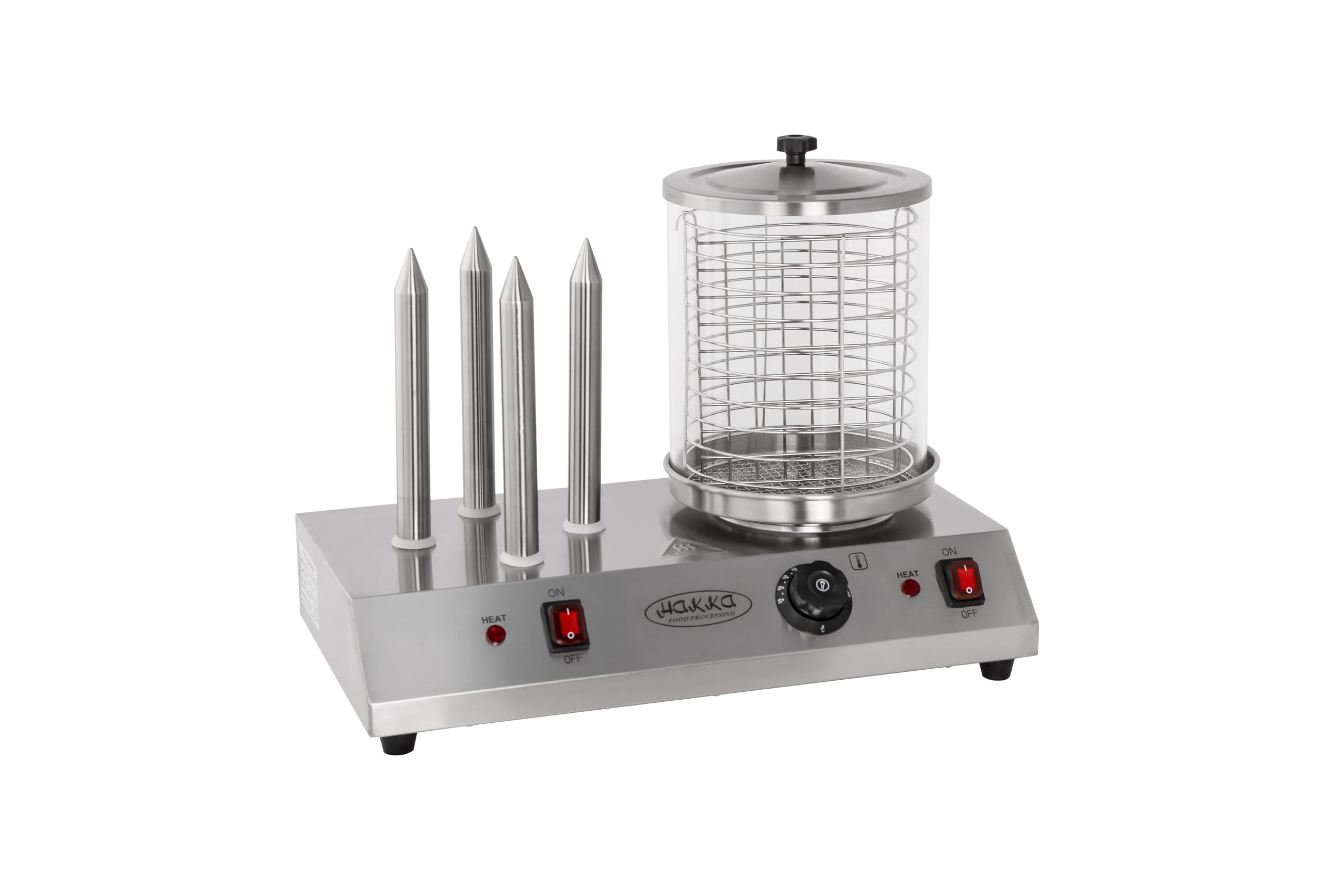 Hakka Machine à Hot-Dogs Professionnelle avec 4 Fentes Pour Toast, Cuiseur Vapeur électrique Pour Hot-Dogs et Chauffe-Pains, Pour Saucisses et Gressins, 220V/960W
