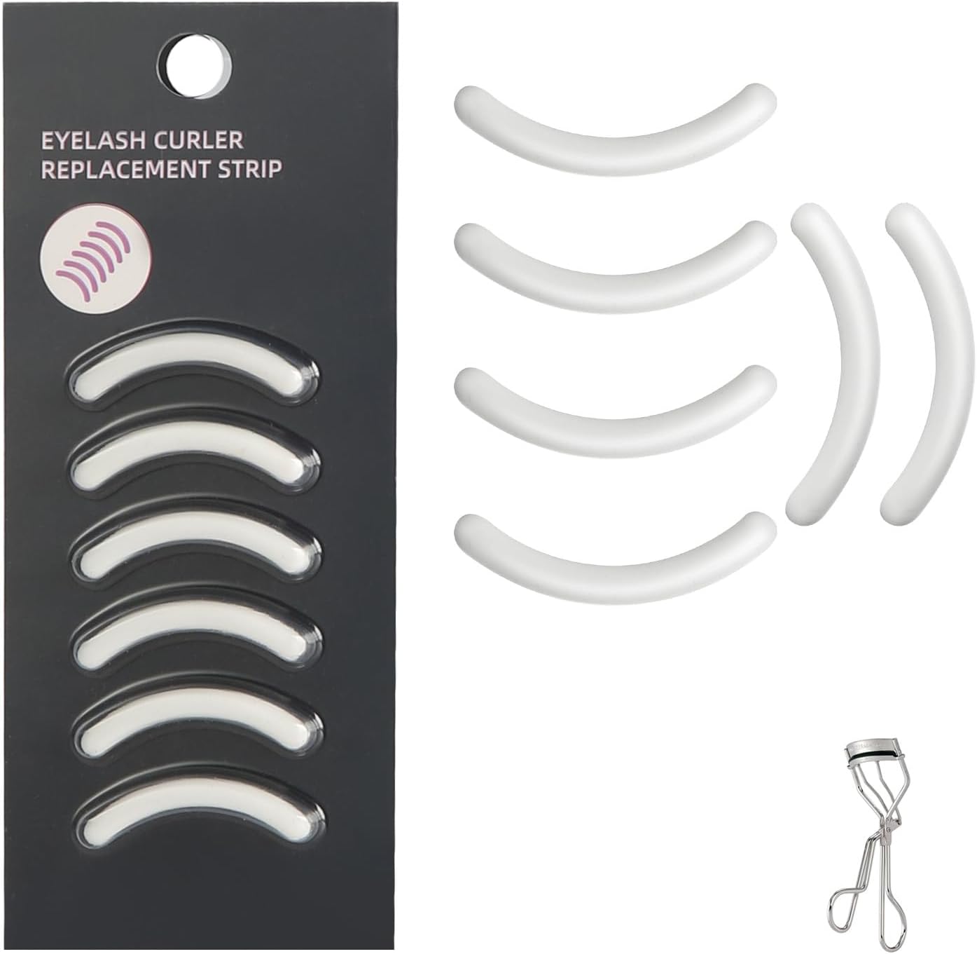 Portable Carry Design Eyelash Curler Refills Compatible with Tweezerman,Soft Silicone Rubber Eyelash Curler Refills Compatible with Tweezerman (White)