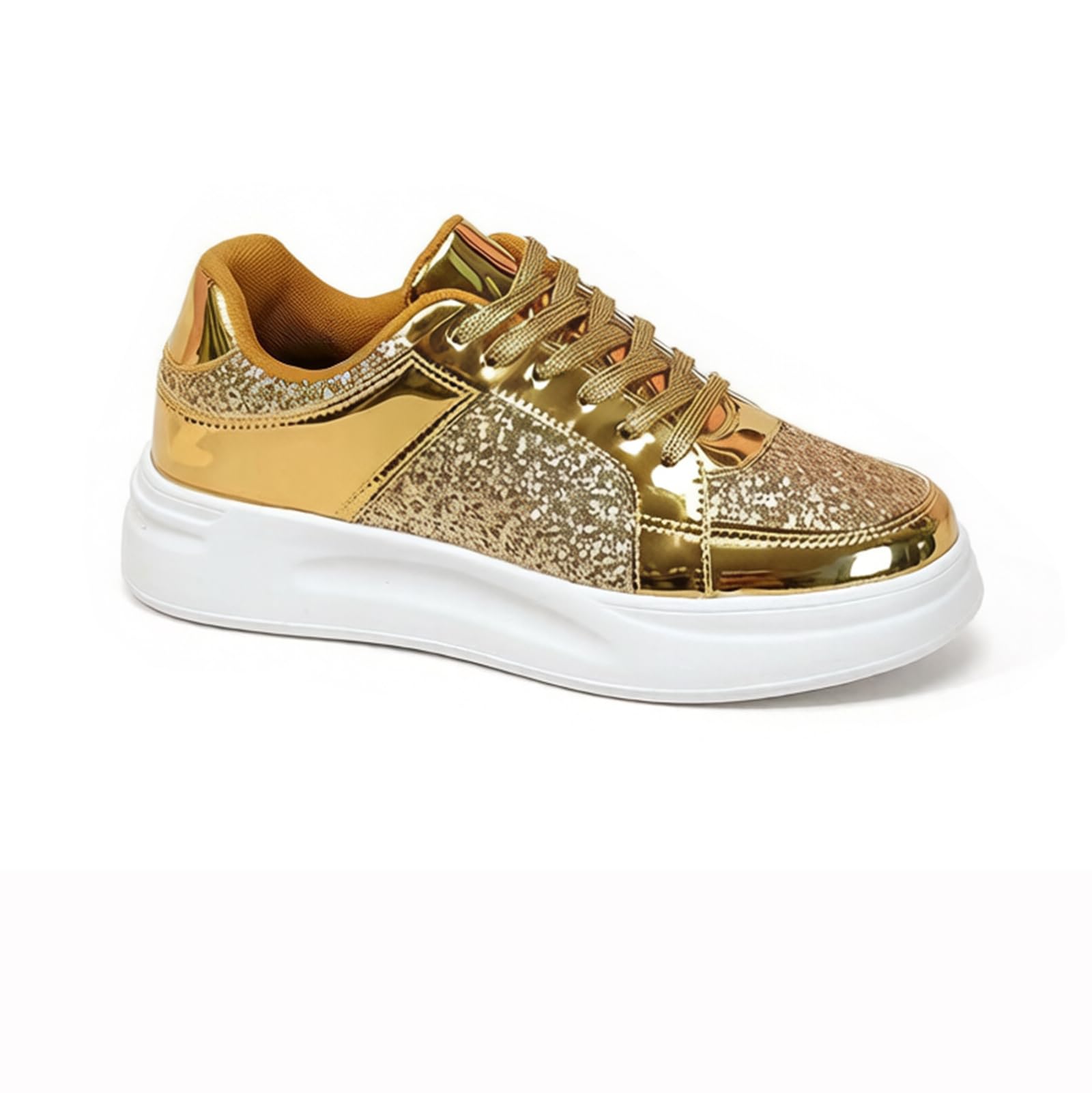 Zapatillas de deporte para mujer con plataforma gruesa con purpurina y