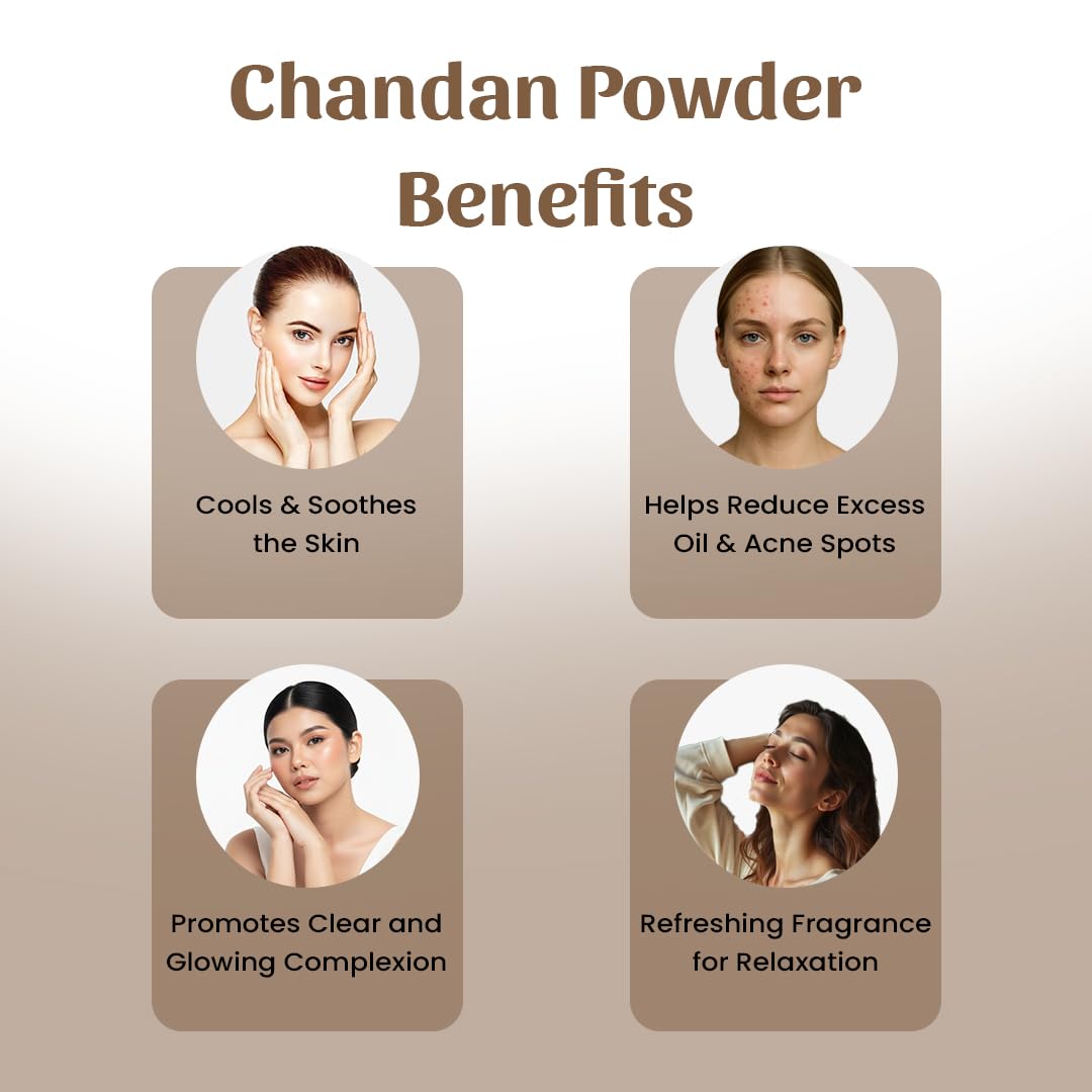 Chandan-Pulver, Sandelholzpulver, Santalum-Album-Pulver, 300 g