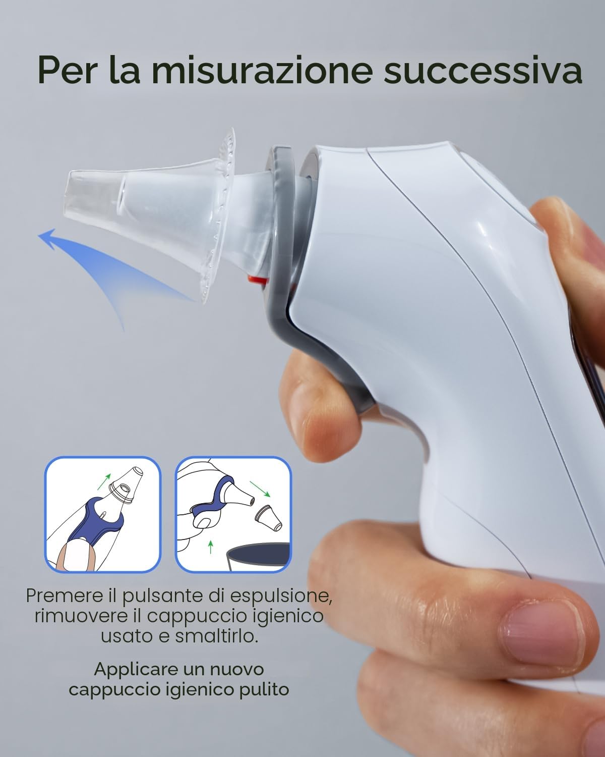 Femometer Termometro per la febbre per adulti e bambini, termometro per orecchie ad alta precisione, 30 memoria, allarme febbre a 3 colori, con 21 coperture monouso e scatola di immagazzinaggio