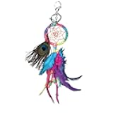 Keychain Dream Catcher Handmade Colorful Lace Dream Catcher Net Peacock Tassel Beaded Pendant Key Chain Keyrings for Cars Bags Hanging Ornament