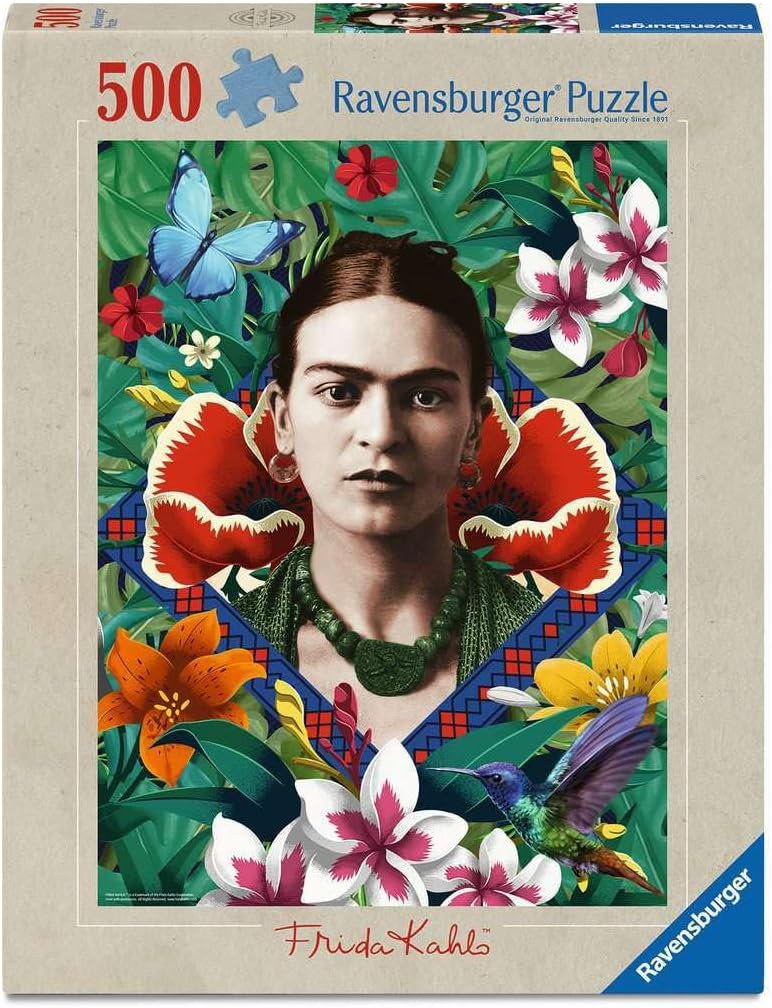 Ravensburger Frida Kahlo Blooming Fantasy 500 Piece Jigsaw Puzzle – Bold Floral Art Portrait, Creative Challenge for Adults & Families