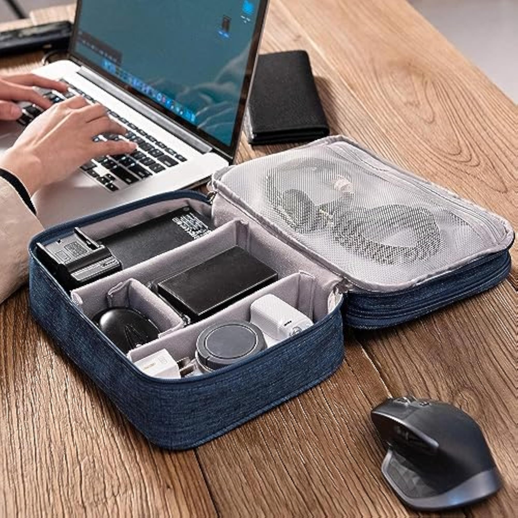 Polyester Electronics Organizer Travel Case Cable Bag