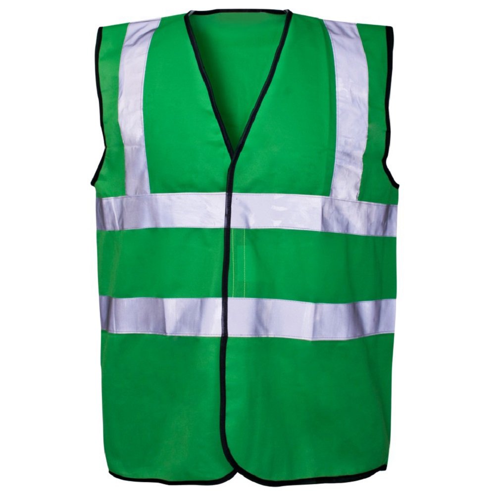 Expert Workwear Hi Vis Coloured Vest Waistcoats Vests - Yellow Orange Pink Green Navy (4XL, Green)
