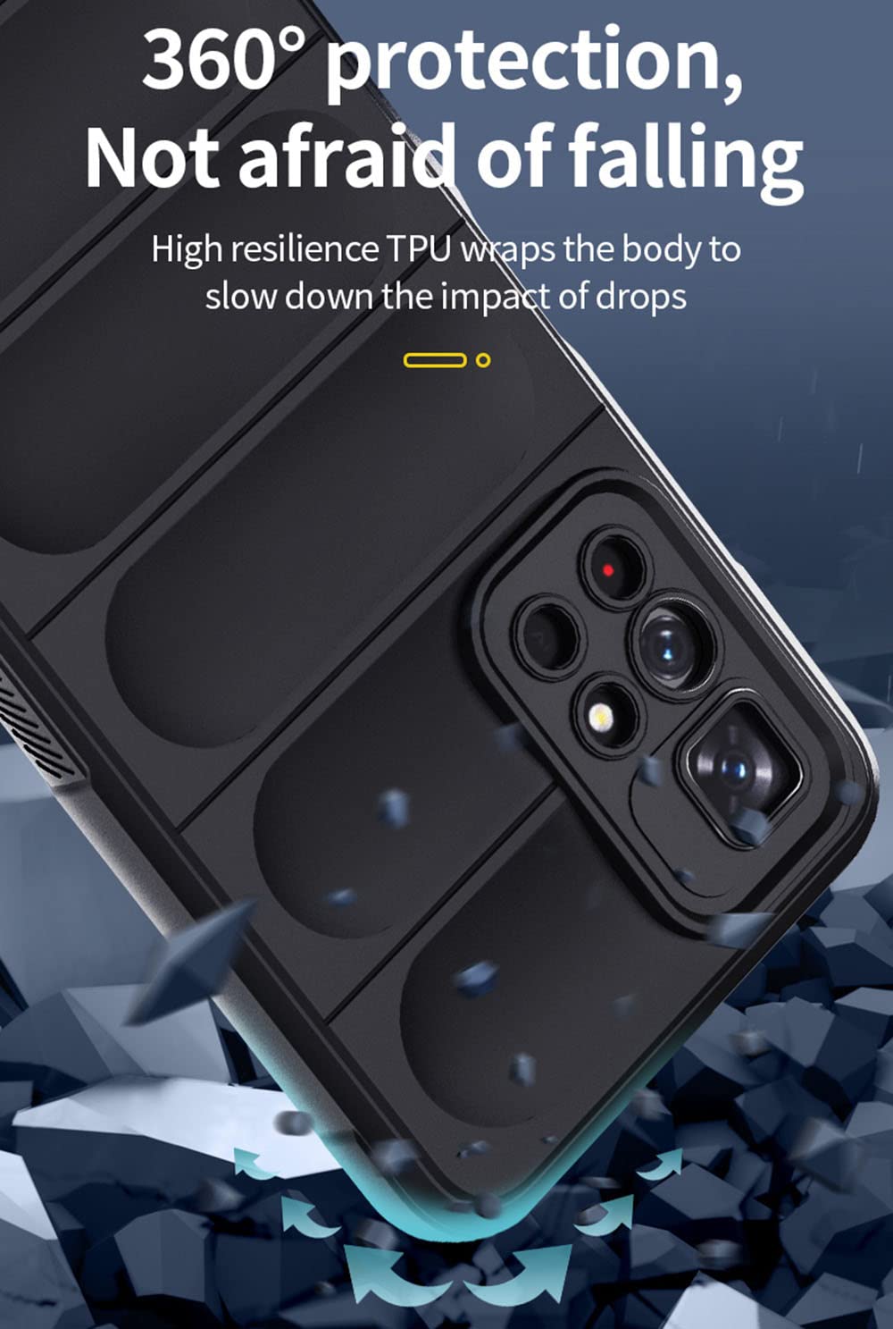 MAOGE Cover Per Xiaomi Redmi Note 11 Pro+ 5G - Custodia Sottile Antiurdo Silicone + TPU Con Airbag - Blu - 2