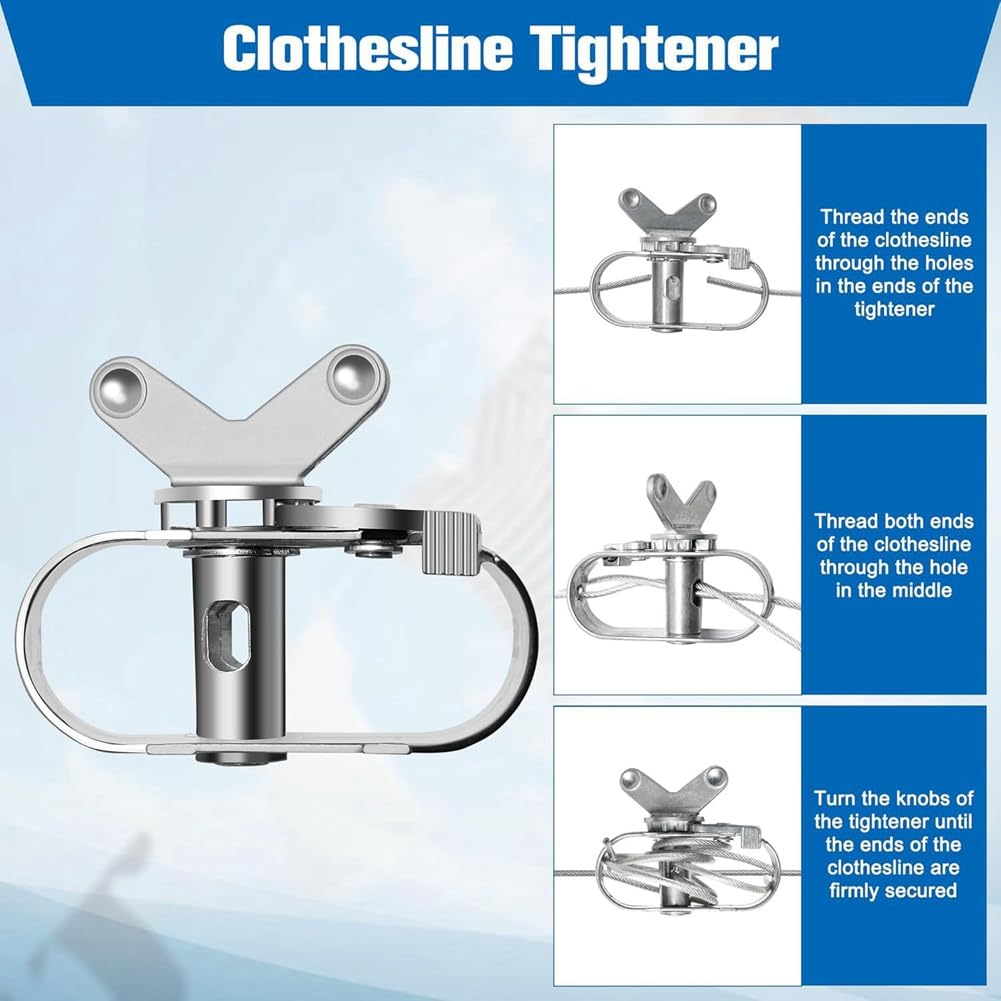 Wäscheleine-Outdoor-Set 47 m PVC-, 2 Rollen und Haken | Dieses Set liefert 47 m PVC-beschichtetes , 2 Rollen und Haken, ideal für Outdoor-Bereiche oder Hotelaufenthalte.