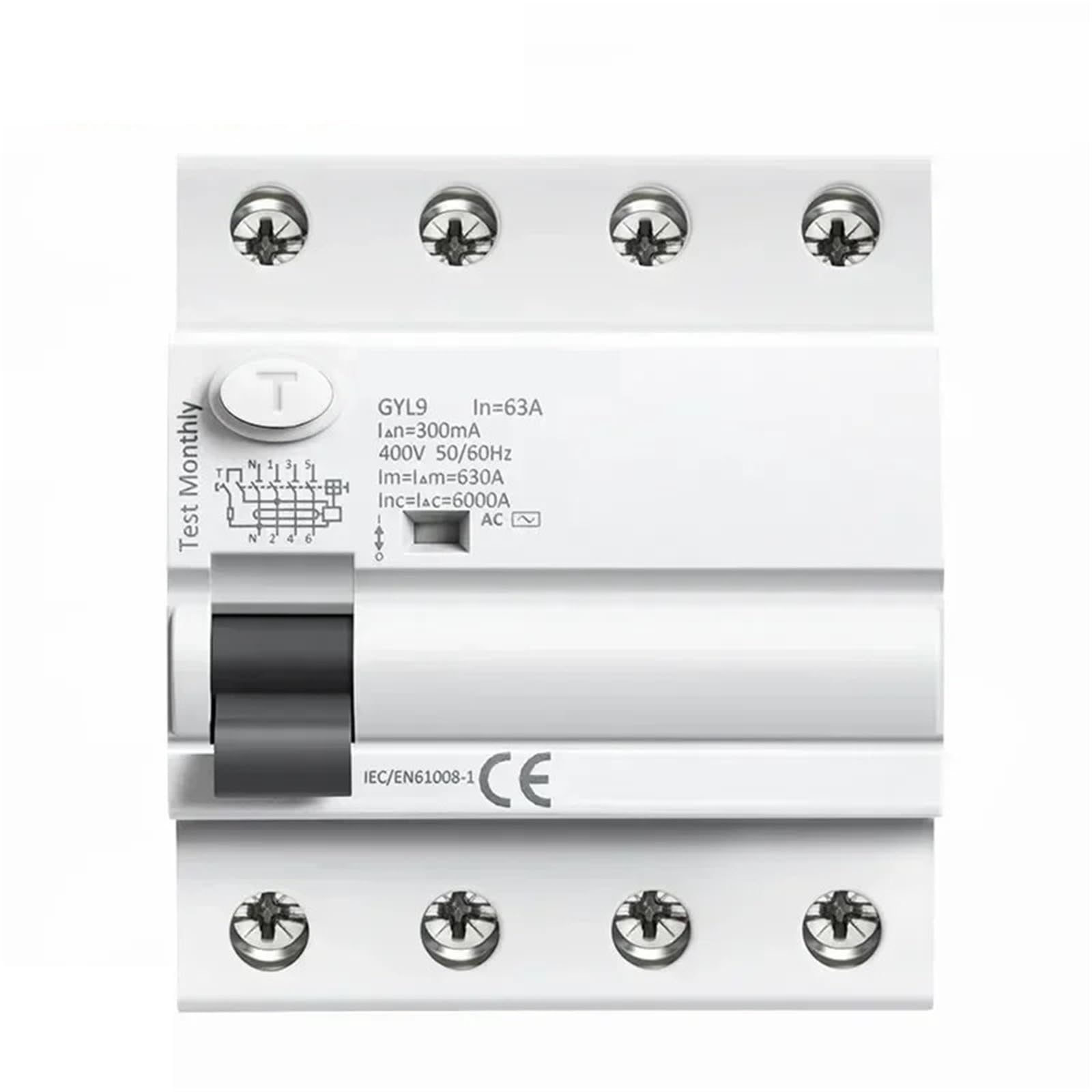 Disjoncteur différentiel GYL9 AC 4P élimine les risques d'électrocution triphasé 100A 30mA - 4
