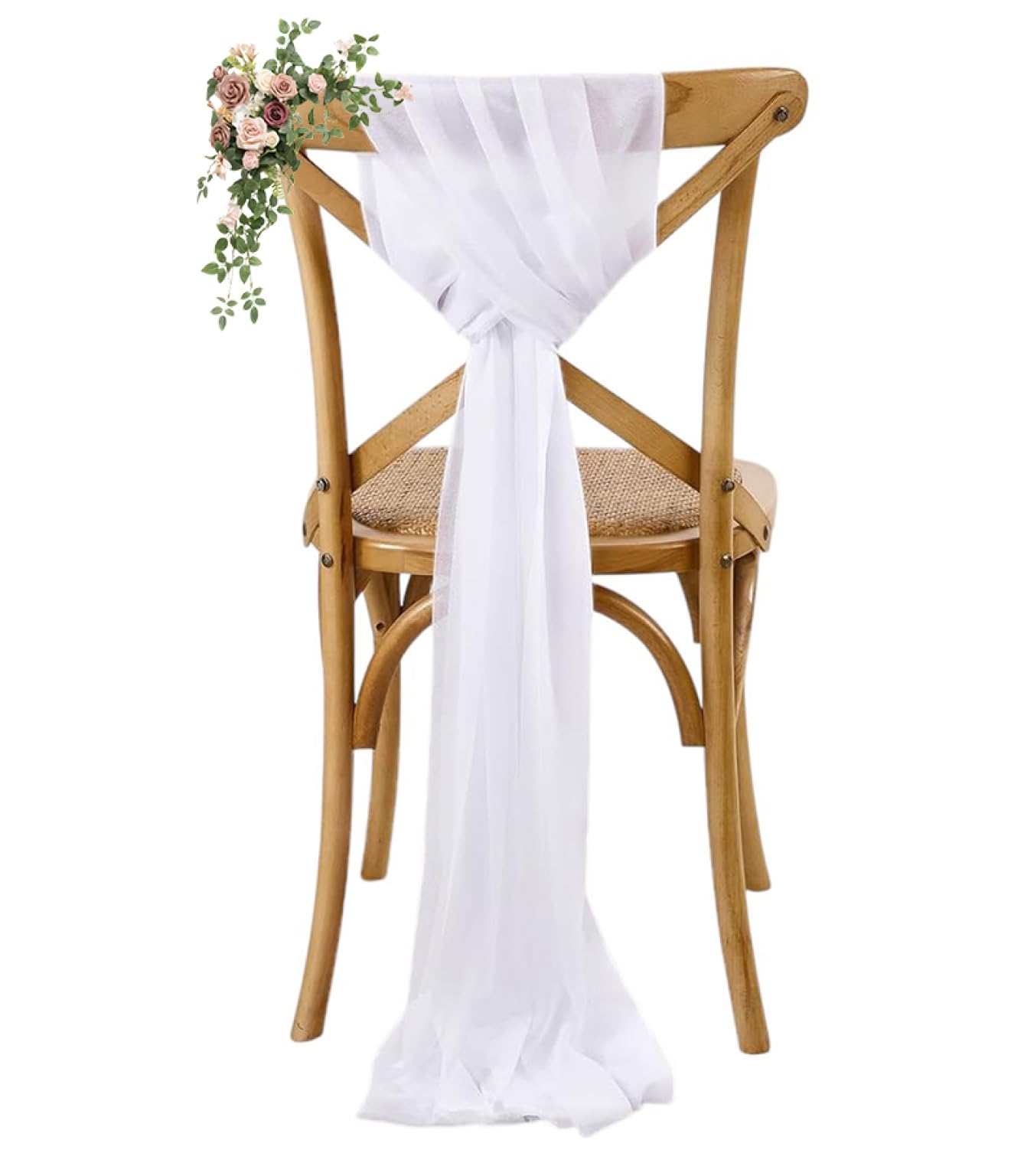 VDS Pack of 125, White, Sheer Chiffon Chair Sashes Bows Chair Cover Back Tie Ribbon for Wedding Birthday Baby Shower Engagement Ceremony Event Party Banquet Restaurant Dining Chair Decoration