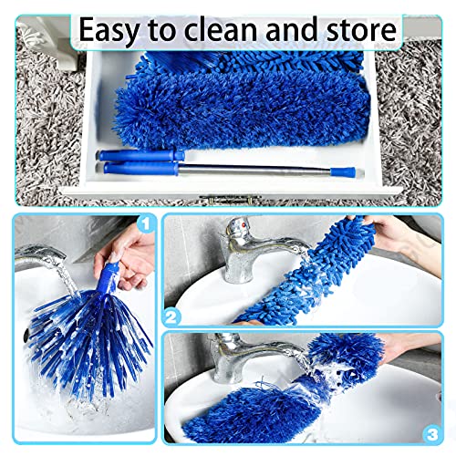 Microfiber Dusters W 2 Handle Sets, Durable 15~100 Inchs Long Telescopic Rod, Washable, Feather Dusters For Cleaning Cobweb, Ceilings Fans (5 Pack)…… #TOP6