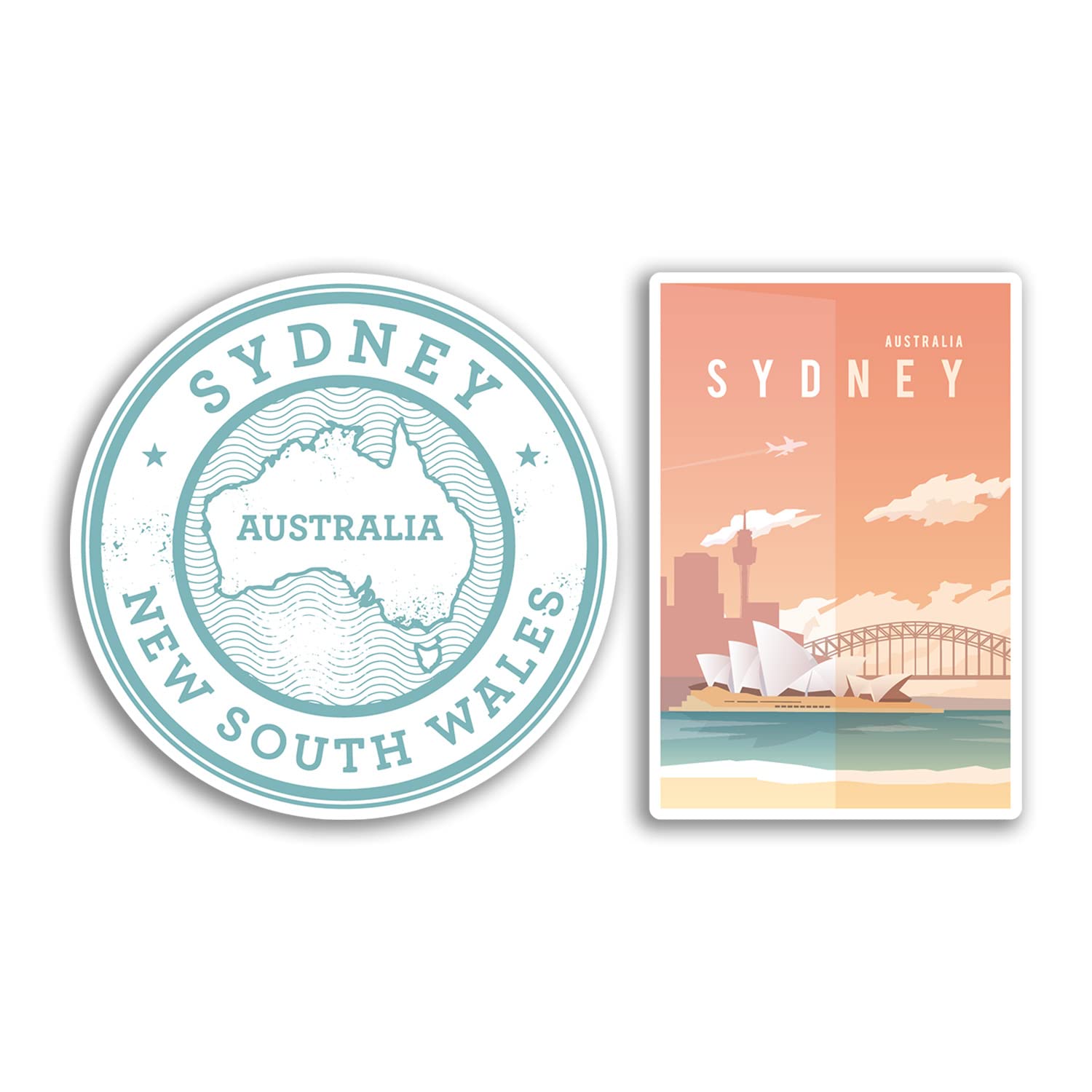 2 x 10cm Tall Sydney Vinyl Stickers - Australia Australian Holiday Travel Gift #78538