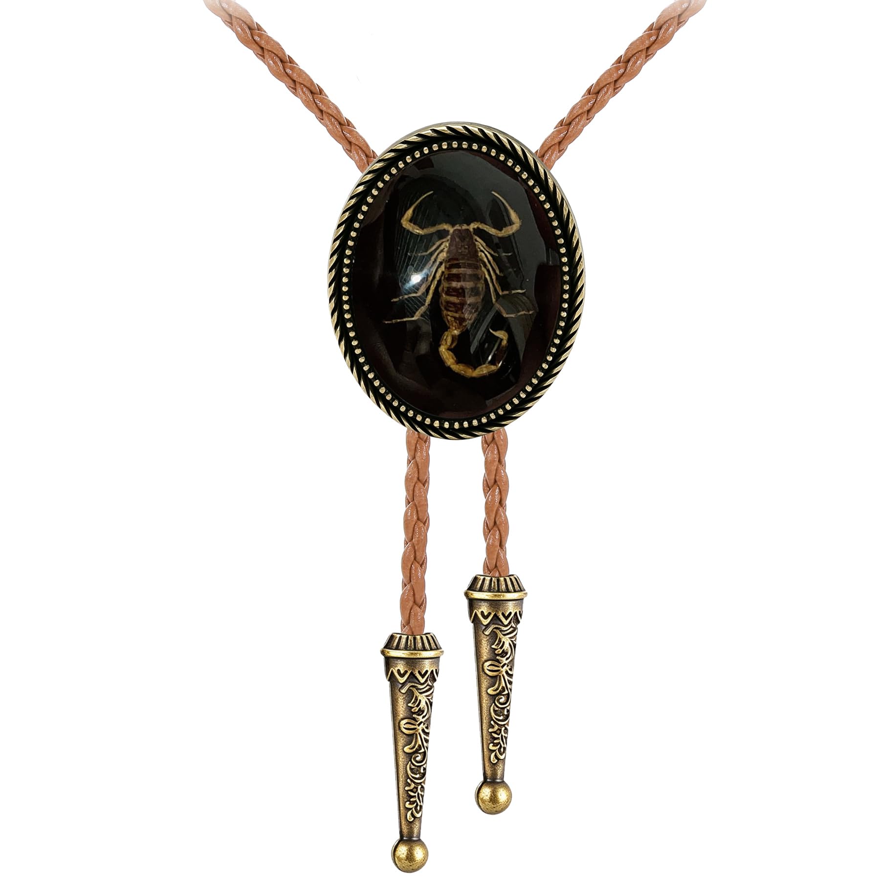 Jeilwiy Bolo Tie for Men Real Stone Westwern Cowboy Ties Silver Bolos Women Leather Necktie Gift for Birthday Christmas