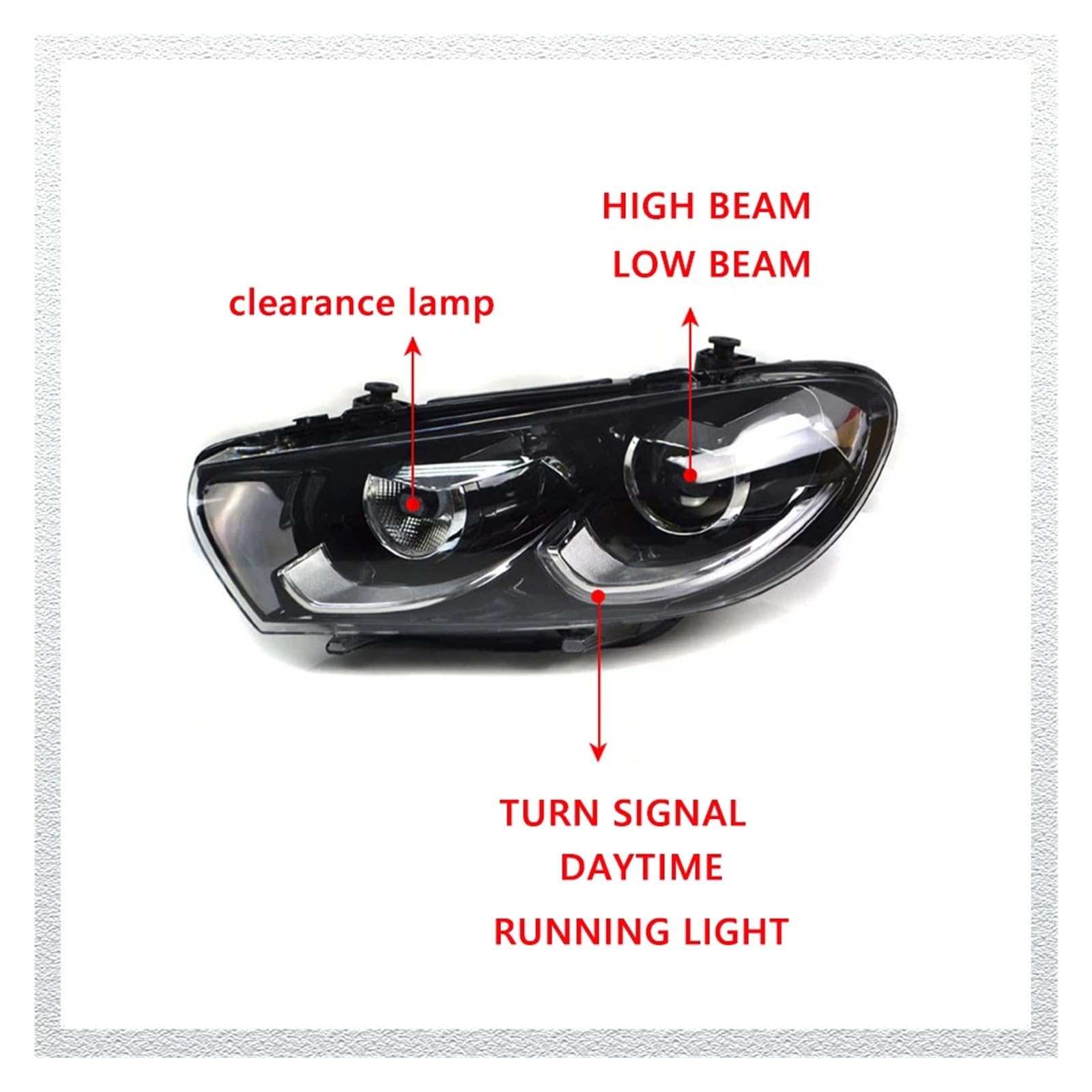 Pasuje do VW Scirocco 09-17 RHD LHD styl pełna dioda LED DRL reflektor samochodowy montaż sygnału akcesoria samochodowe zmodyfikowana lampa gorące reflektory(Alogen,Left steering wheel)
