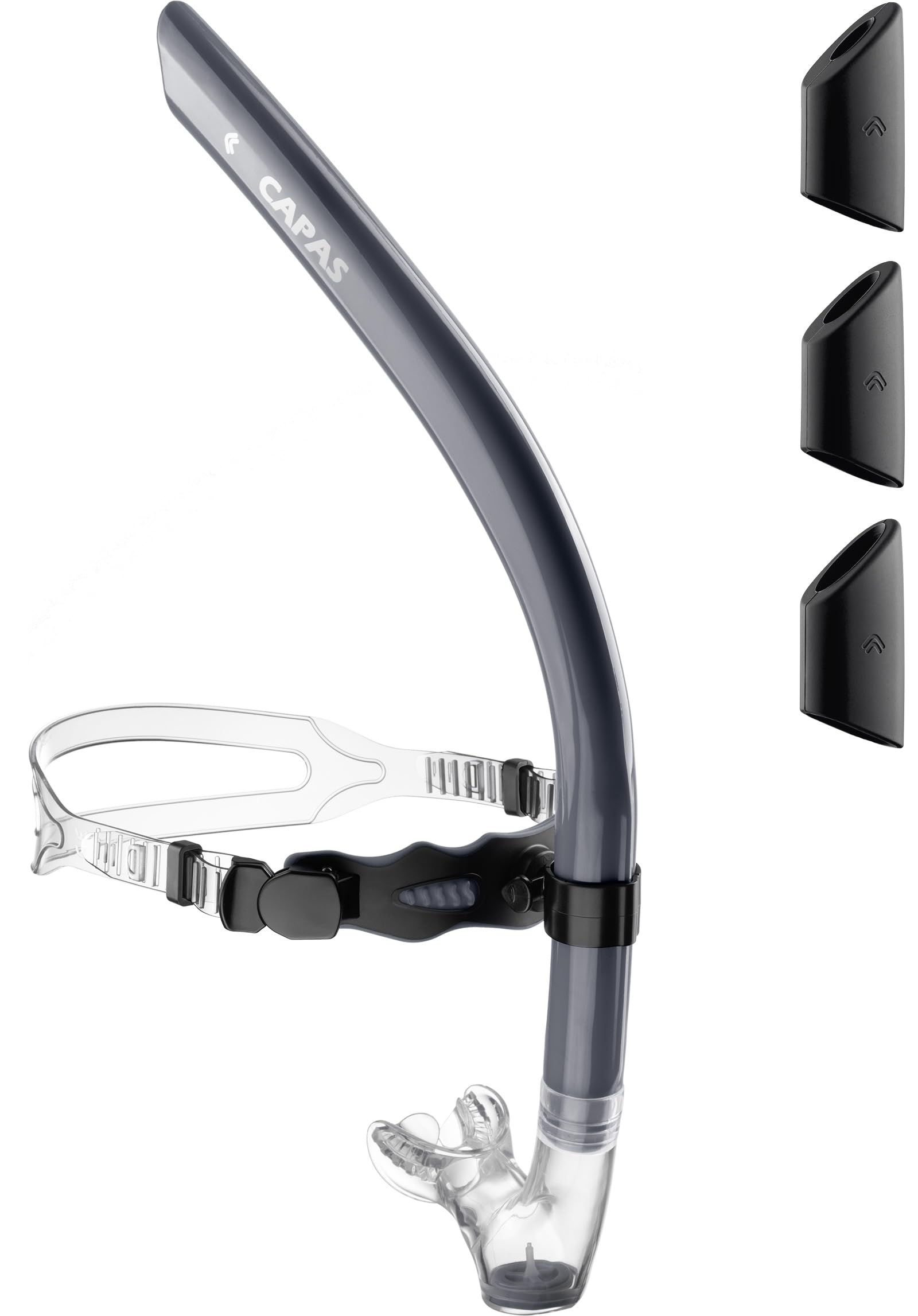 Training Swim Snorkel for Lap Swimming, Swivel Headband Ultimate Fit Center-Mount Swimmers Snorkel with Liquid Silicone Mouthpiece Adjustable Strap, Designed for Adult Men Women