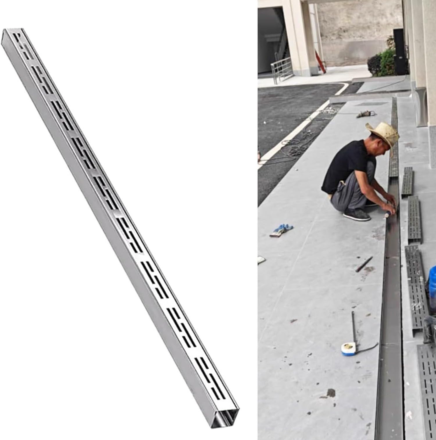 WQPMNYG Stainless Steel Channel Drain, Outdoor Drainage System, Groove Drain for Courtyards, Narrow Drain Cover to Reduce Water Accumulation, Efficient Drainage Solution
