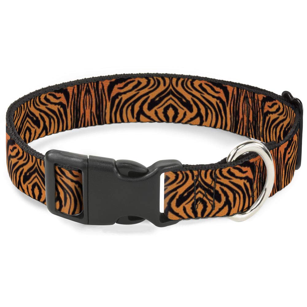 Collier pour chien tigre orange noir Buckle-Down avec boucle en plastique robuste 40-58 cm