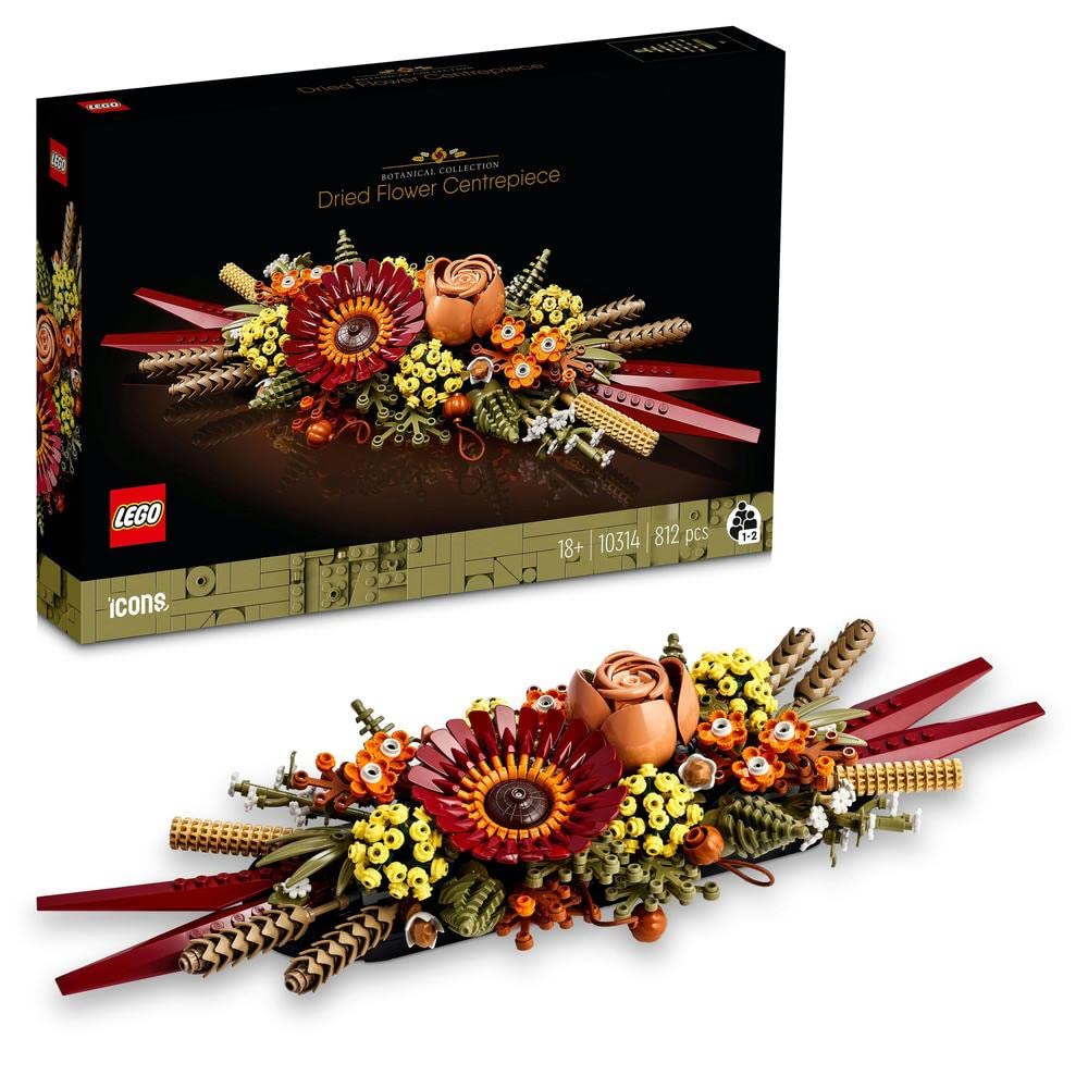 LEGO 10314 Icons Dried Flower Centrepiece, Botanical Collection Crafts Set for Adults, Artificial Flowers with Rose and Gerbera, Table or Wall Decoration, Ramadan Decor Gift for Women and Men