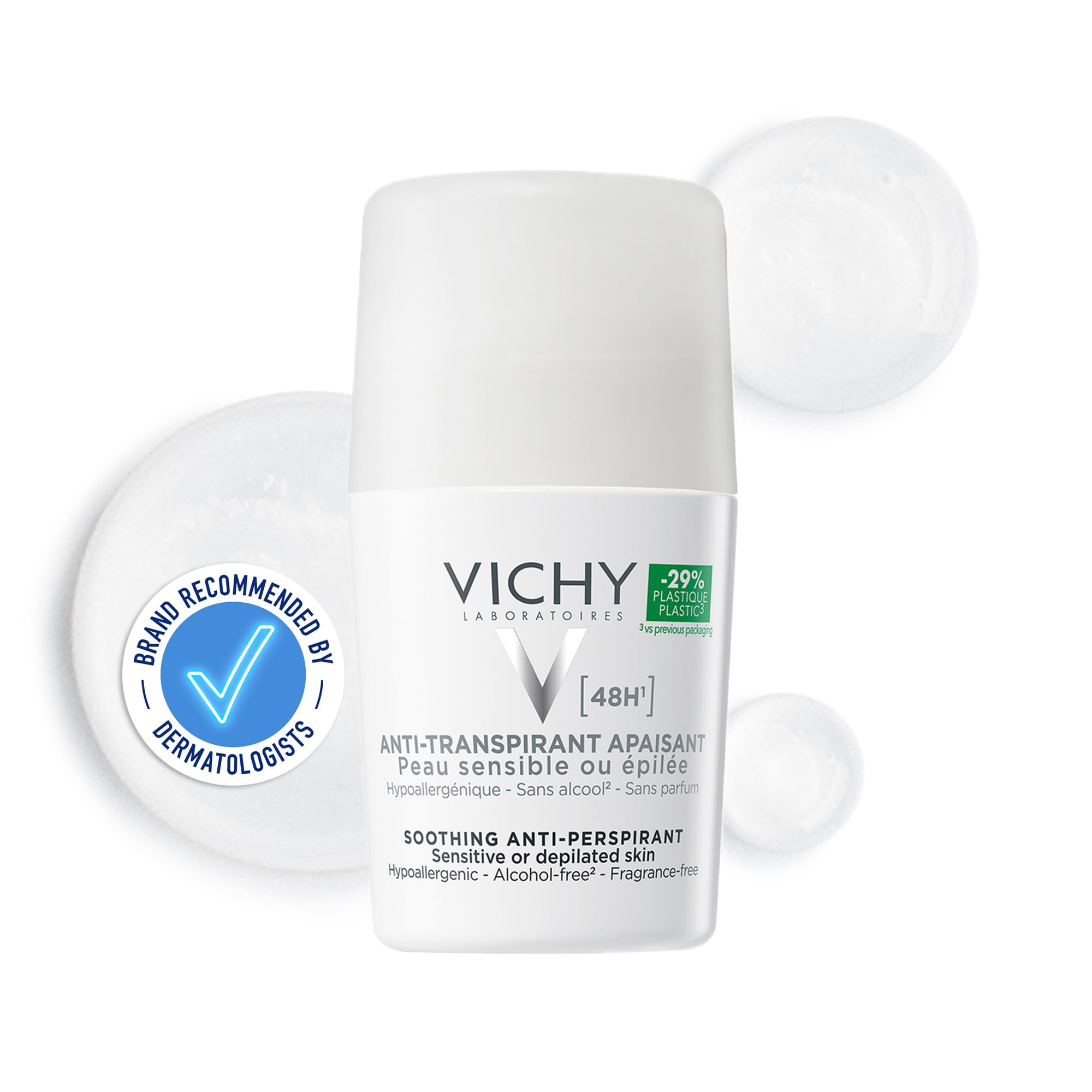 Vichy 48H Deodorant Soothing Roll-On for Sensitive & Depilated Skin, 50ml