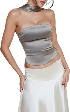Solid Color Sleeveless Off-shoulder Elastic Waist Strapless Top