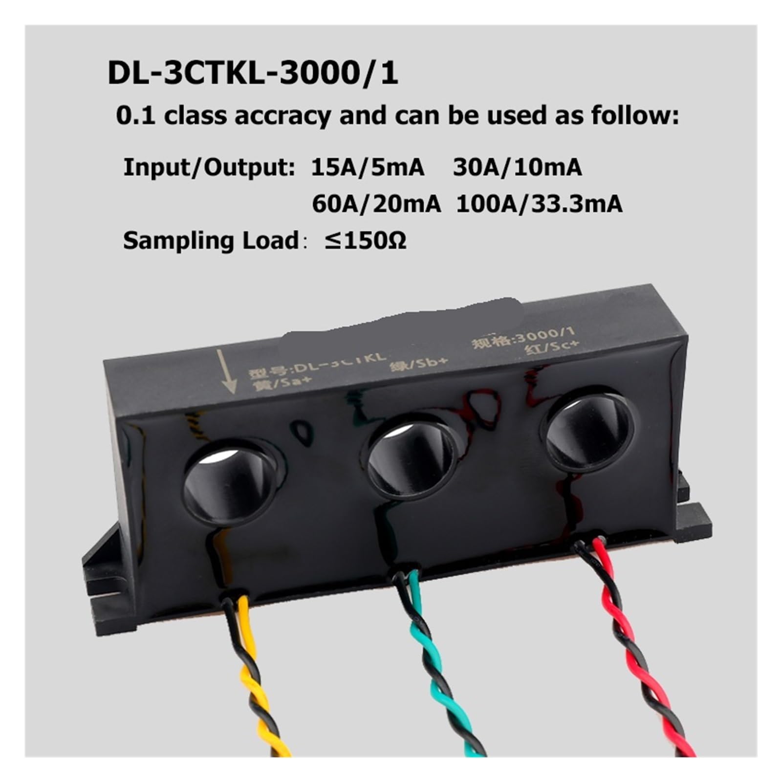 Transformador de Corriente trifásico DL-3CTKL 100 A/50 mA 1:2000 100 A/25 mA 4000:1(DL-3CTKL 3000-1)