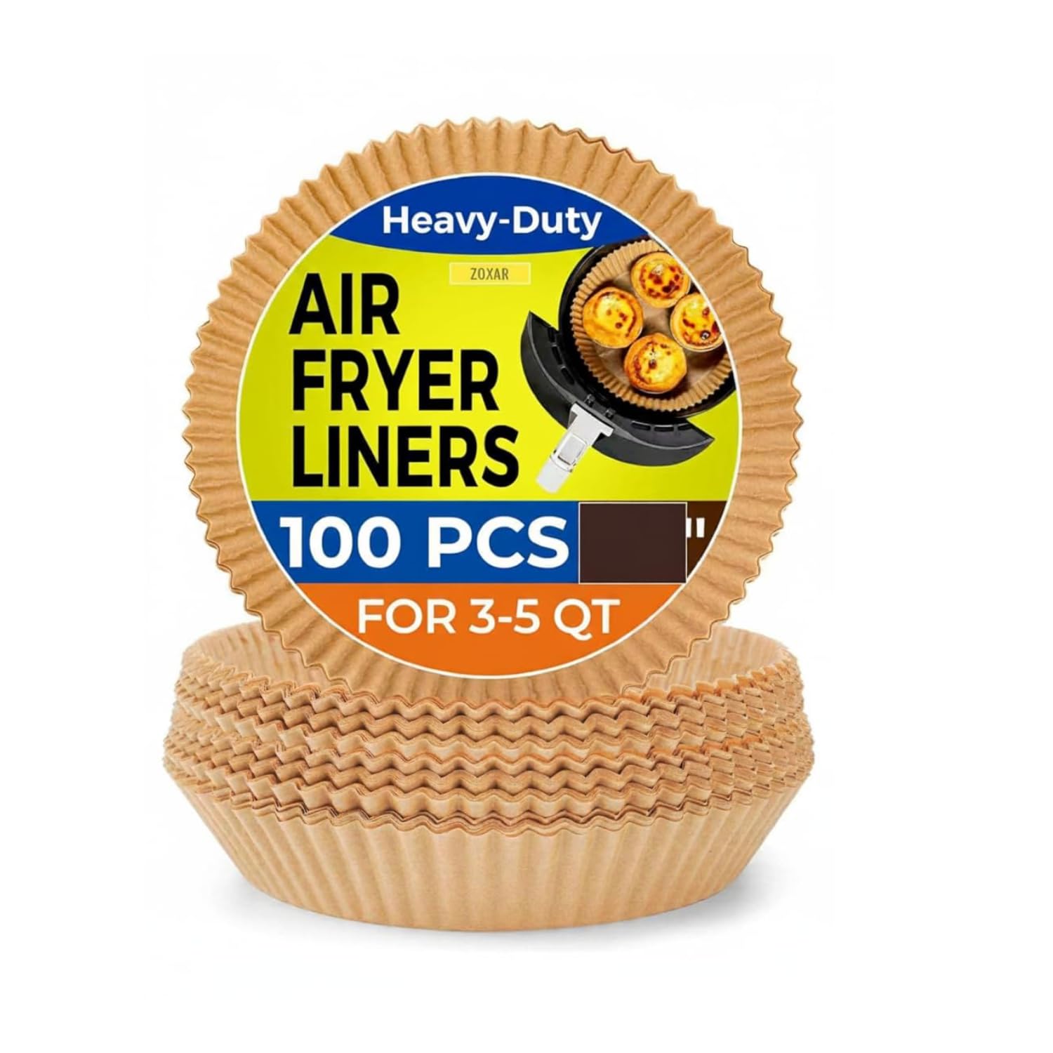 ZOXAR 100PCS Round 8 Inch Parchment Paper Sheets Disposable Oil Proof Liners for Air Fryer, Frying, Baking, Roasting and Microwave Cooking Non Stick Food Grade Kitchen Paper