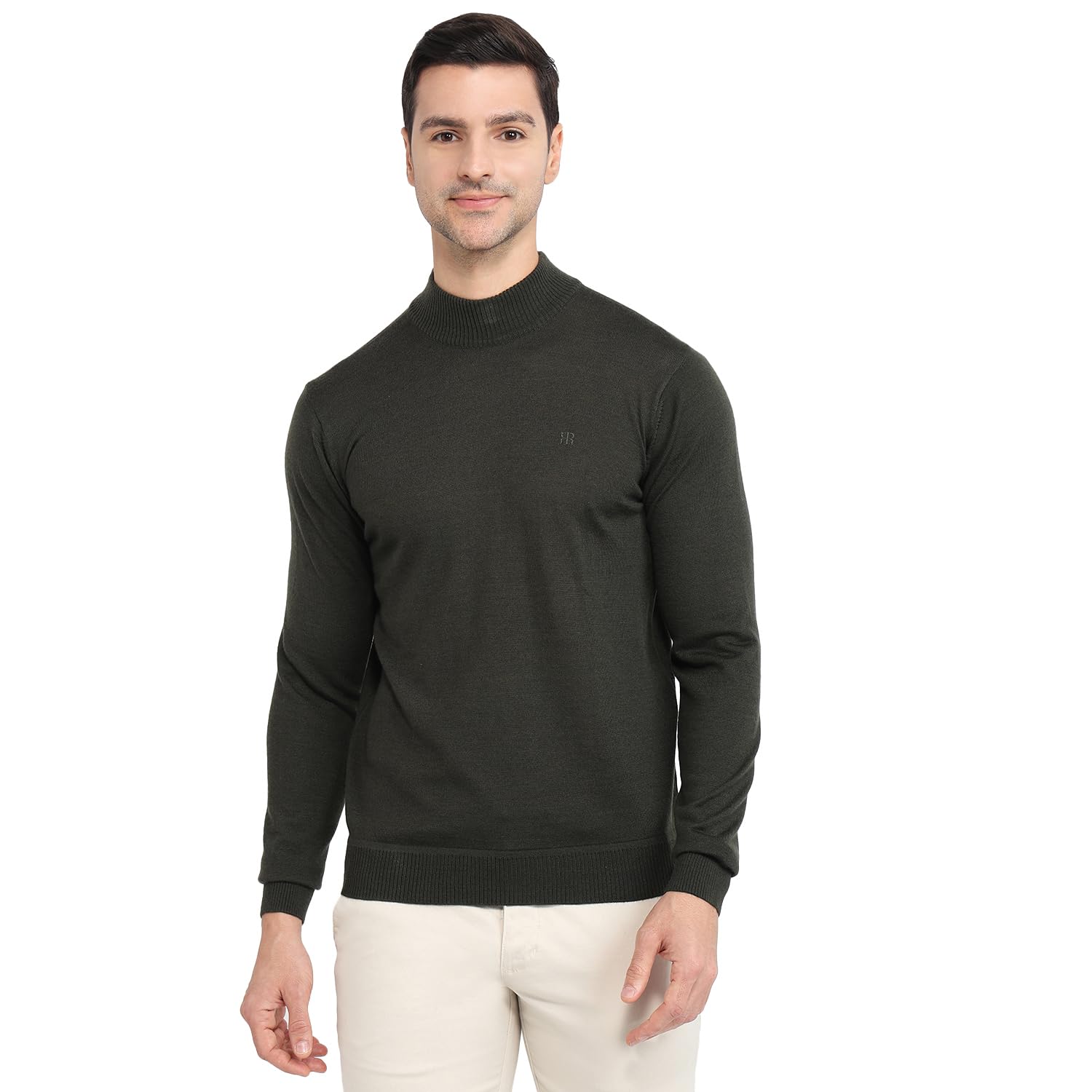 Men Contemporary Fit Solid Pattern Marino Wool Acryalic Blend Full Sleeve Turtle Neck Casual Sweater-image-34