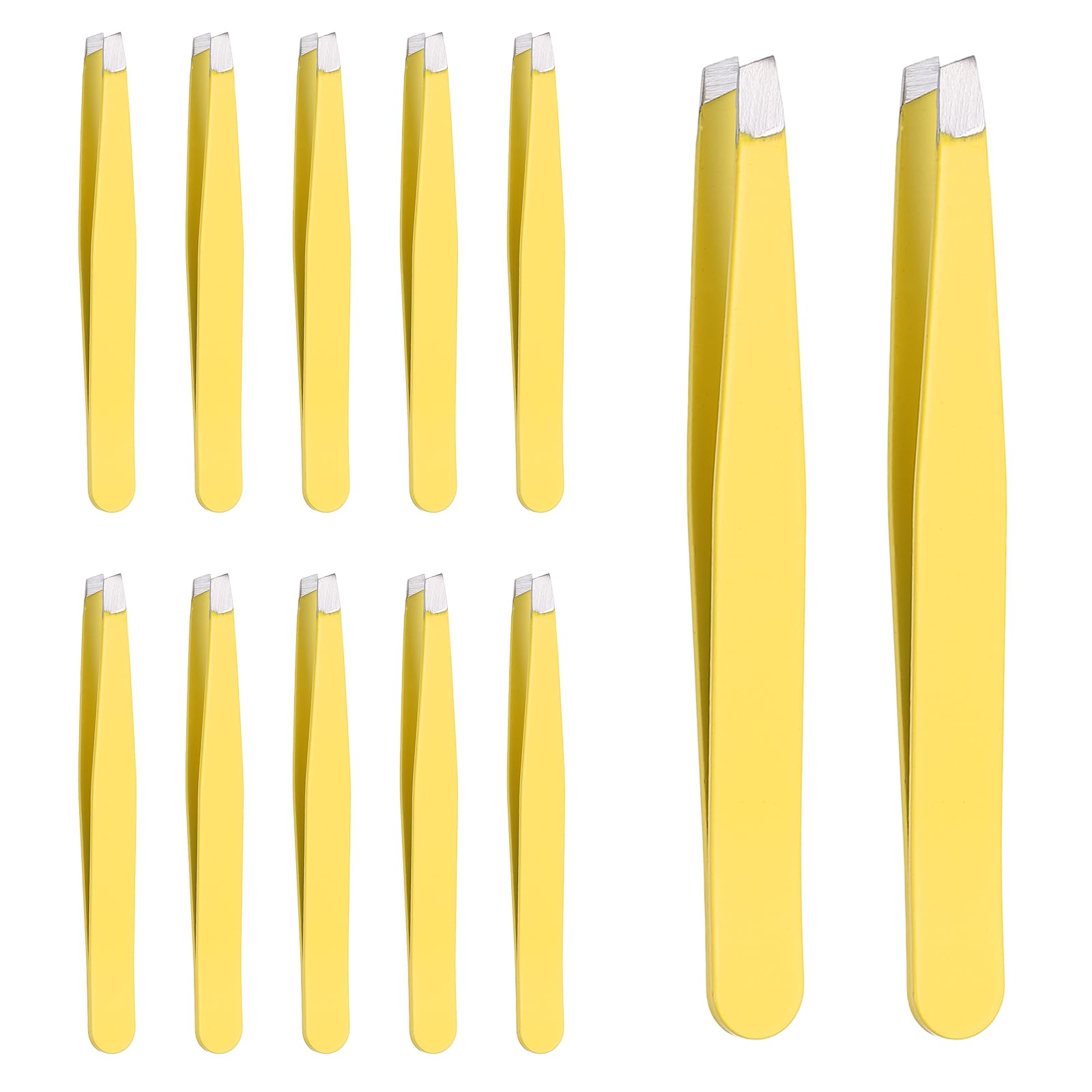Pinzas de acero inoxidable para cejas amarillas para el tocador doméstico y retoques de vello facial