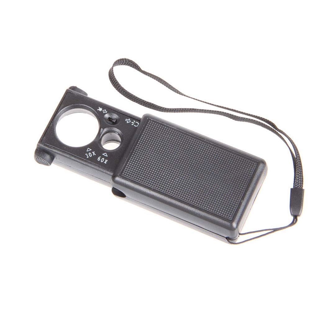 Loupe portable noire double tirage identification billets LED
