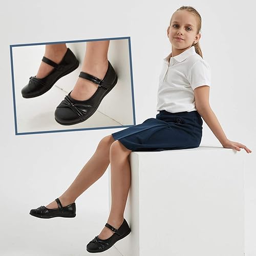Vista 4 de Hawkwell Zapatos de vestir para uniforme escolar con correa para niña Mary Jane Flats