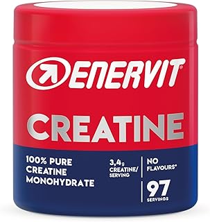 Enervit, Creatina Monoidrato Pura, Senza Aromi, Per Migliorare le Performance muscolare, 3,4g di Creatina per Porzione, Da Assumere nel Corso della Giornata, Vegan, Barattolo da 330g