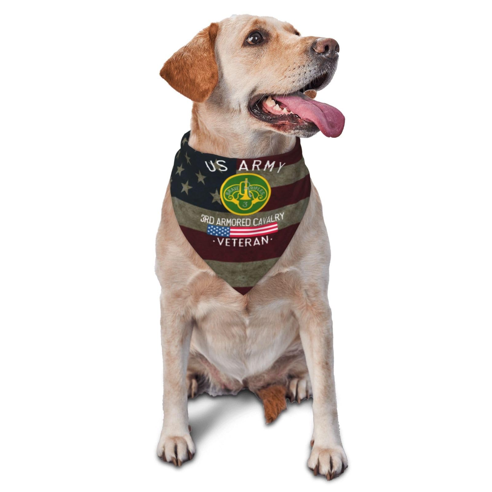 US Army 3rd Armored Cavalry Veteran Dog Scarf Pet Bandana Cat Pet Bibs
