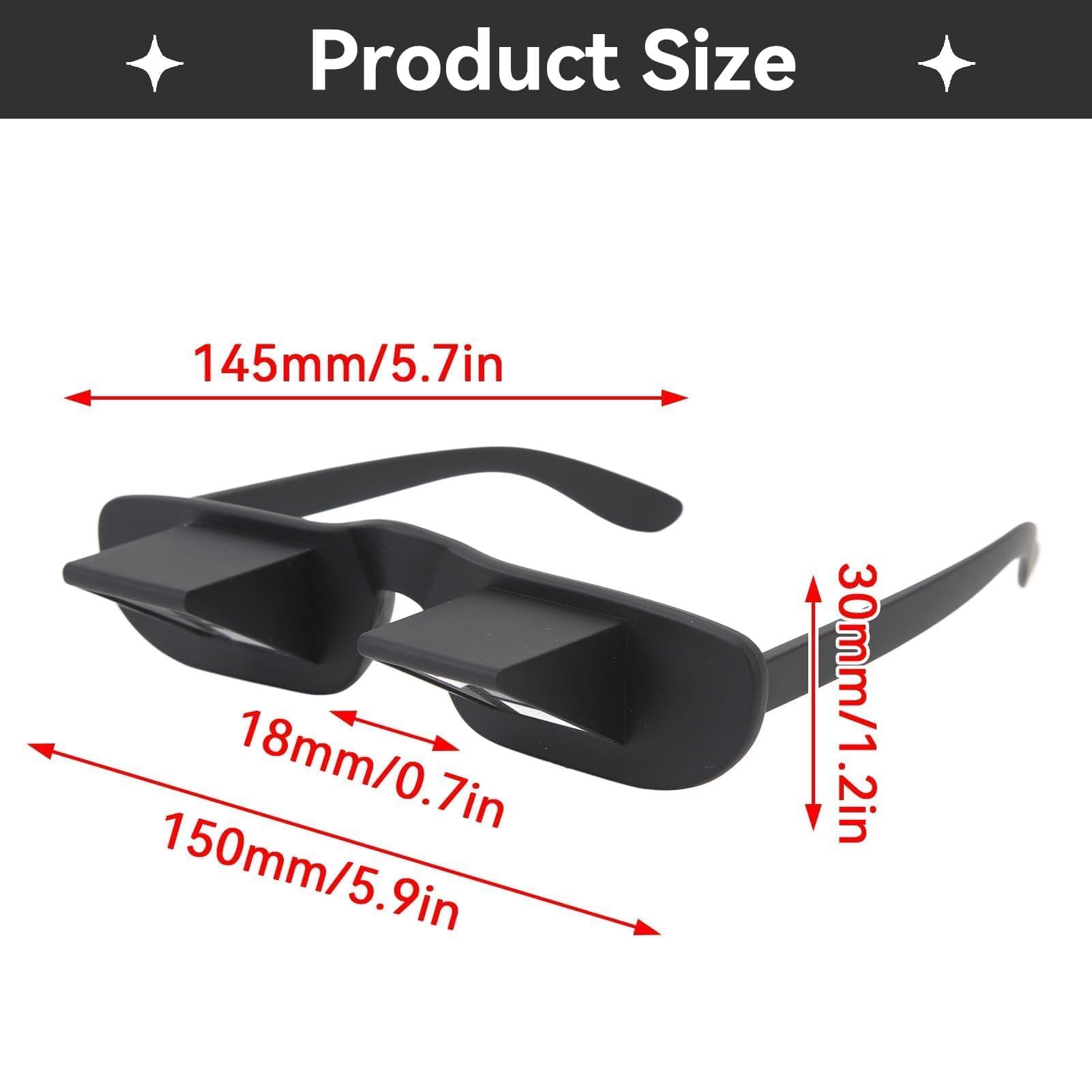 Lunettes Paresseuses, Lunettes à Prisme De Lit, Miroir Horizontal, Lunettes De Lecture Paresseuses, Lunettes à Prisme à 90 Degrés pour S'allonger, Lire, Regarder la Télévision, Noir