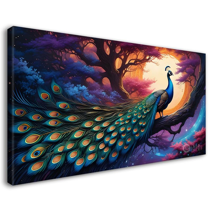 Divinity Decor Peacock on the branch oil painting Canvas Painting for for Bedroom, Living Room, Drawing Room, Office, Hotels, large size Home Decor Painting - Peacock-30x18-L-63 (B0D7SXHP8M) Amazon Price History, Amazon Price Tracker
