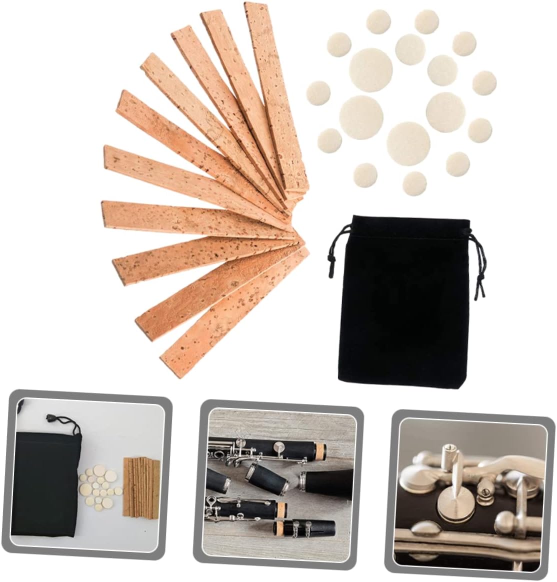 ibasenice 5sets Clarinet Cork Repair Kit of Neck Cork Key Pads for Instrument Maintenance Essential Accessories for Clarinet Players
