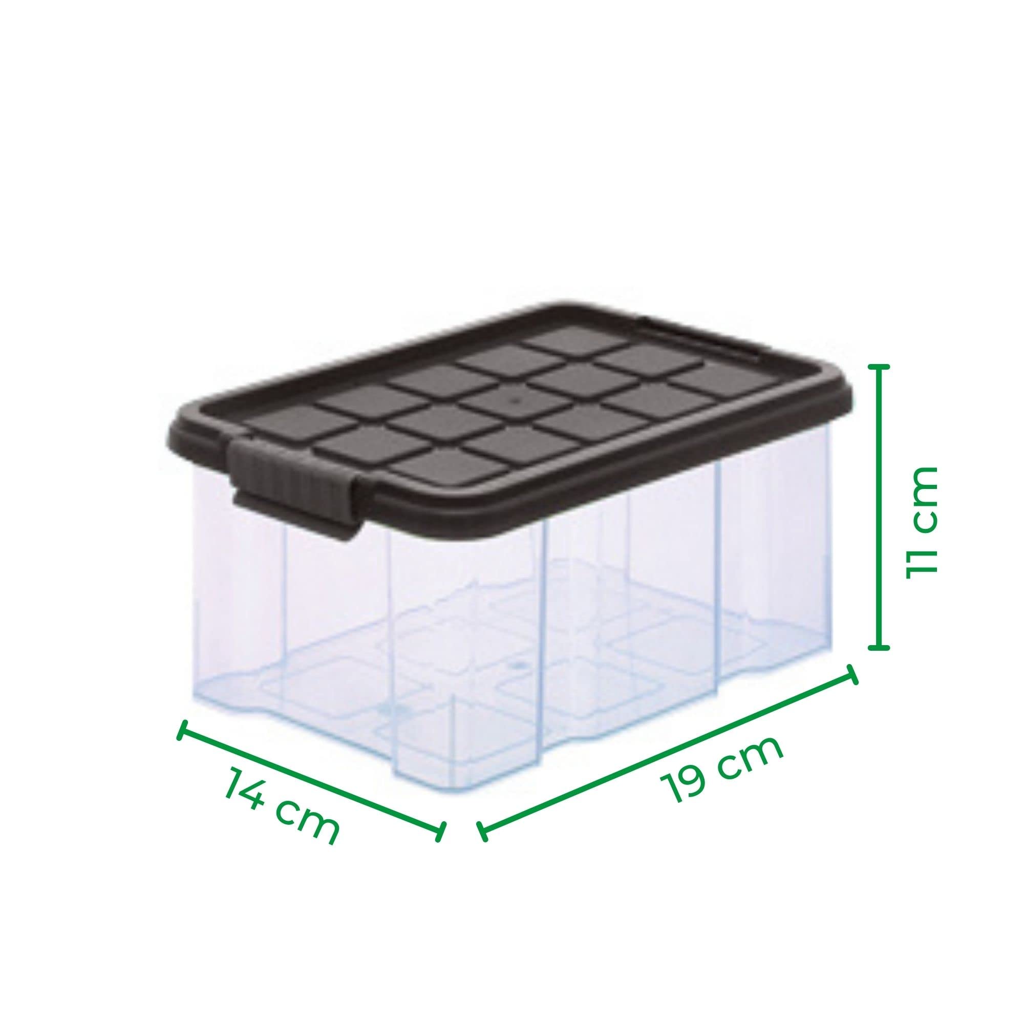 Novaliv - Caja de almacenaje pequeña Transparente con Tapa, Color Rojo, apilable