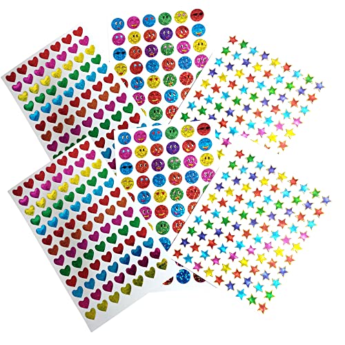 OWINAS,400 + craft Sparkle smiley heart star stickers (6 sheets),Kids and Teachers craft stickers,Kids Birthday Gift,Stickers ,Reward Stickers,Scrapbooking,Projects,Teachers and Parents Reward Stickers (B0BTS8Y1CJ) Amazon Price History, Amazon Price Tracker