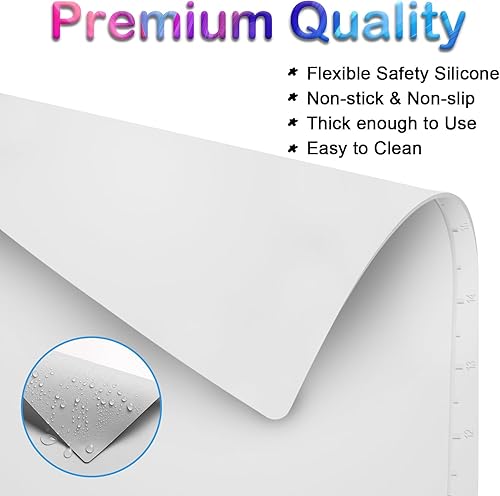 Miniatura 5 de Tapete de silicona para manualidades, tapete de pintura de silicona de 20 x 16 pulgadas con taza, hoja de silicona antiadherente para fundición de