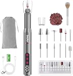 Perceuse à ongles électriques sans fil 35000 RPM, Kit de fichiers de ongles professionnels avec LCD Affichage, 12 Bits & 36 Bandes de ponçage, Kit de pédicure de manucure rechargeable pour ongles de gel acrylique, Salon & Utilisation à la maison(Rose Gold)