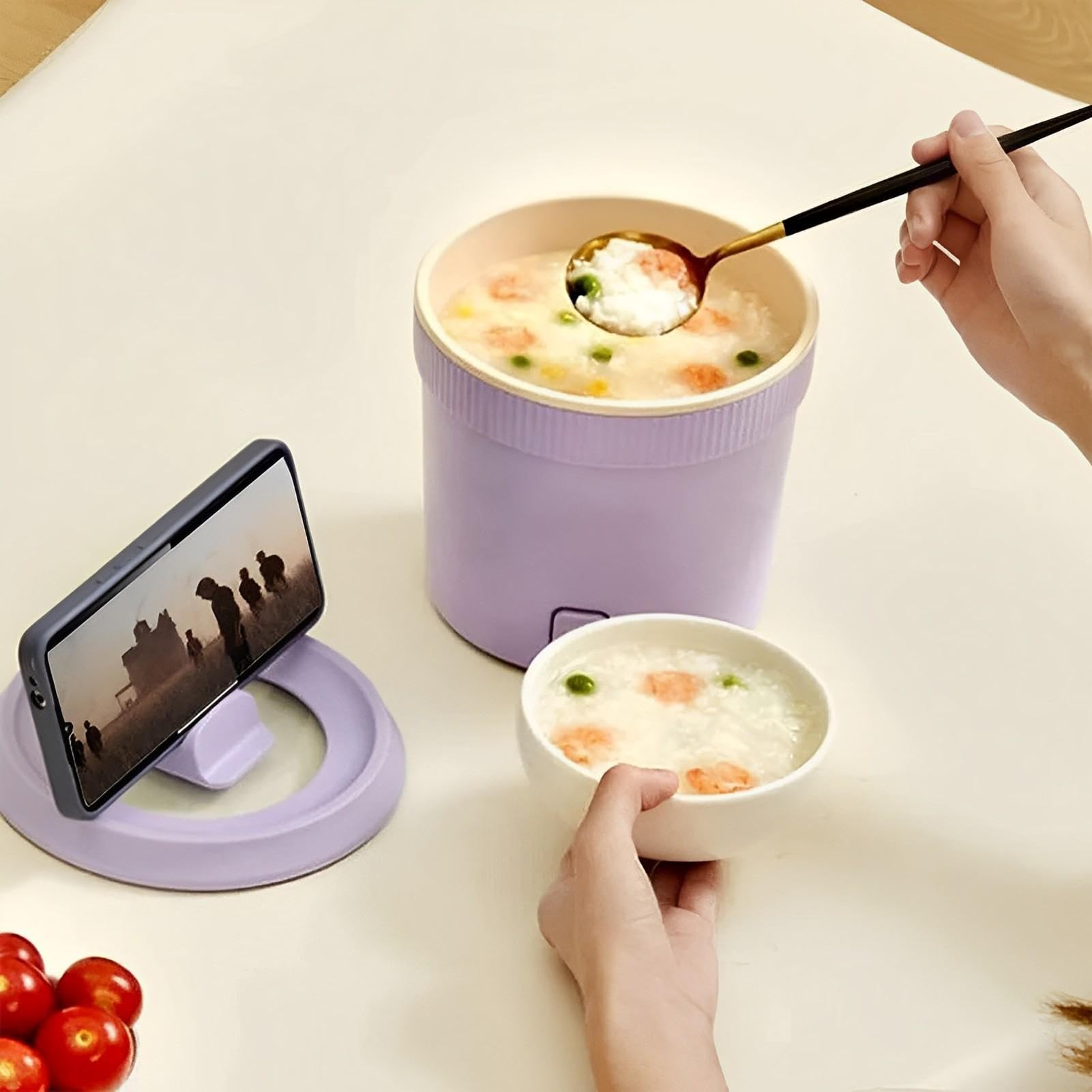 Amazon | ポータブル調理鍋,ミニ鍋 多機能ミニ電気炊飯器 - 容量1Lの