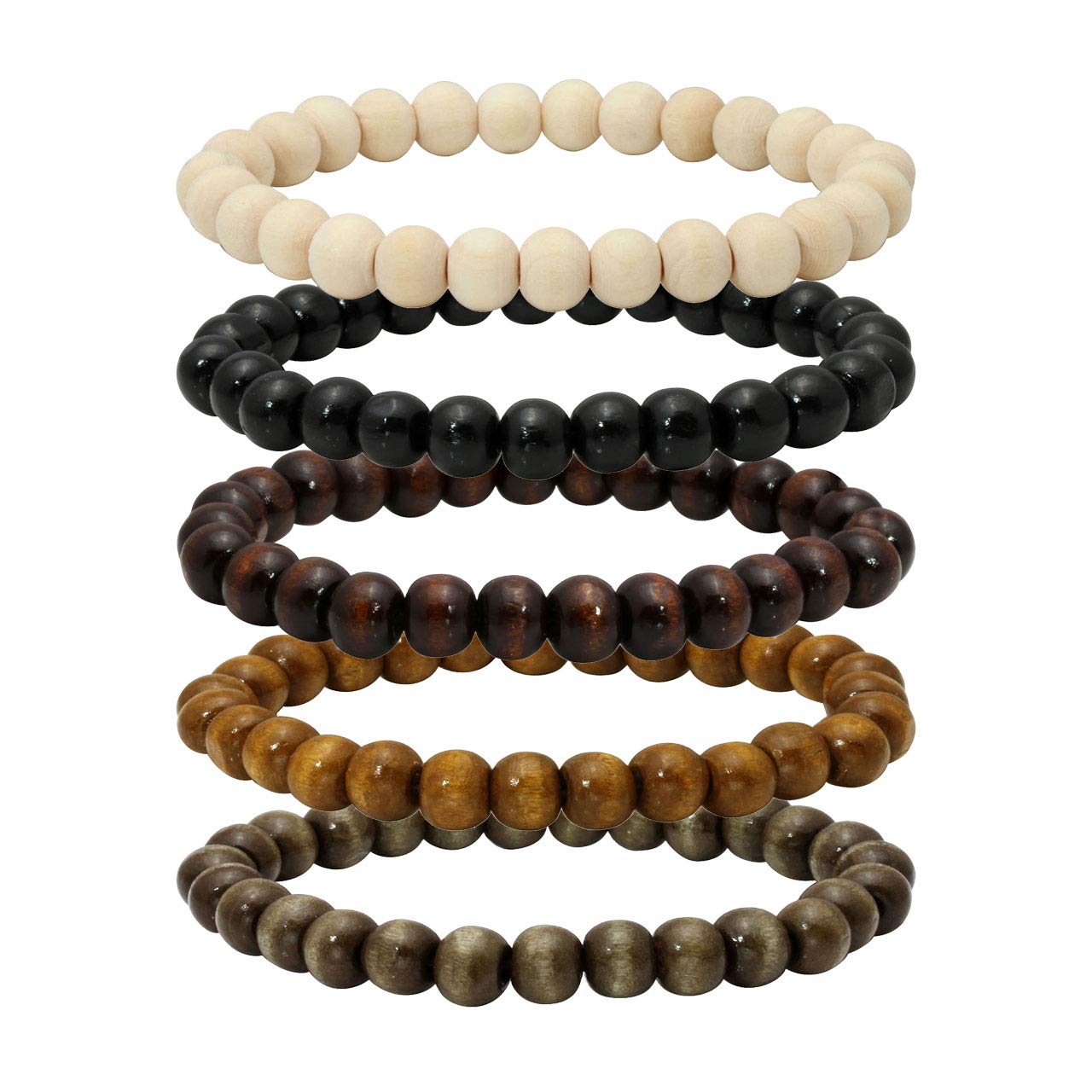Bracciale con Perline di Legno per Uomo e Donna, Bracciale diffusore di Oli Essenziali con Pietra lavica.