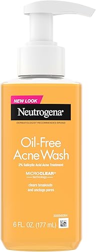 Neutrogena Oil-Free Acne Face Wash, Breakout Prone Skin Facial Cleanser with 2% Salicylic Acid Acne Treatment for Face, 6 fl. oz