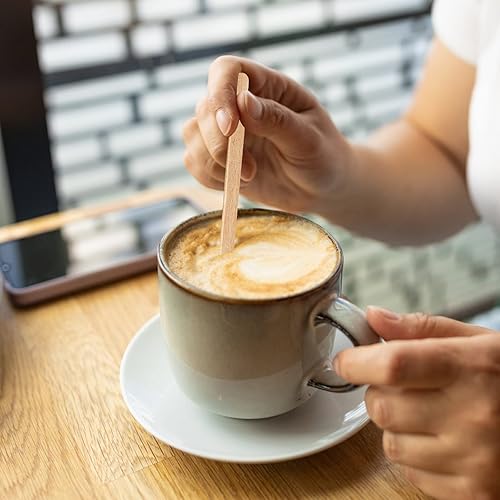 Miniatura 2 de 250 unidades de agitadores de café de madera de 5.5 pulgadas, palitos de madera envueltos individualmente, palitos de madera desechables para