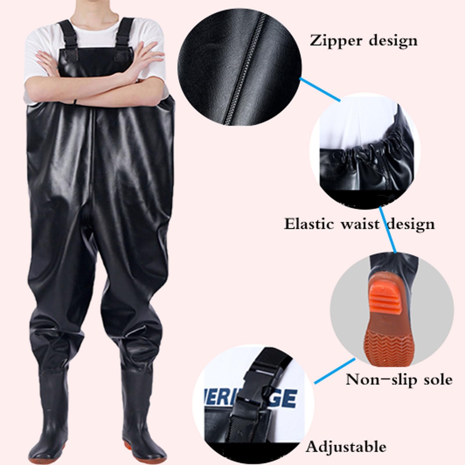 Waders de pêche Classic,Chasse Waders,Waders de Poitrine de pêche,Waders Peche Antidérapants,Waders Peche Homme,imperméable,Respirant,pêcher sur l'eau,pour Amateurs de Pêche e Sportive