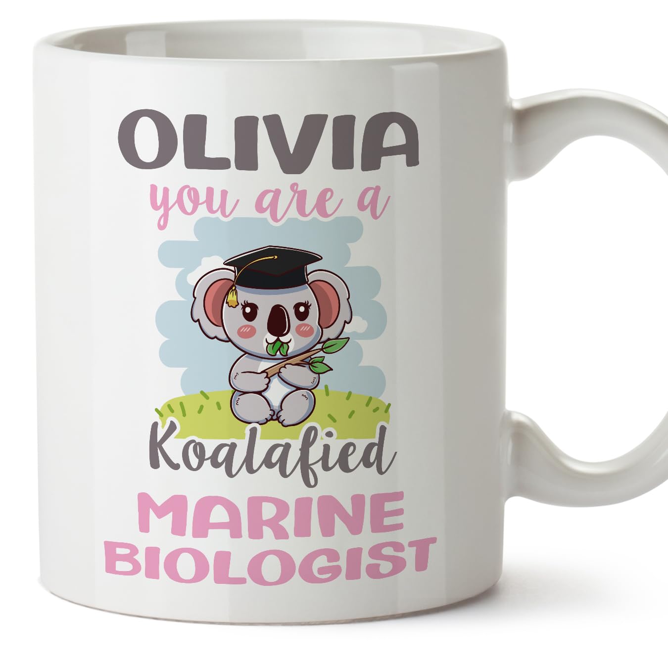 MUGFFINS Personalised Mug for Marine Biologist Woman - in English - Custom Koalafied - Funny Custom Gift for Colleagues - Ceramic 11oz Mug โ image 1