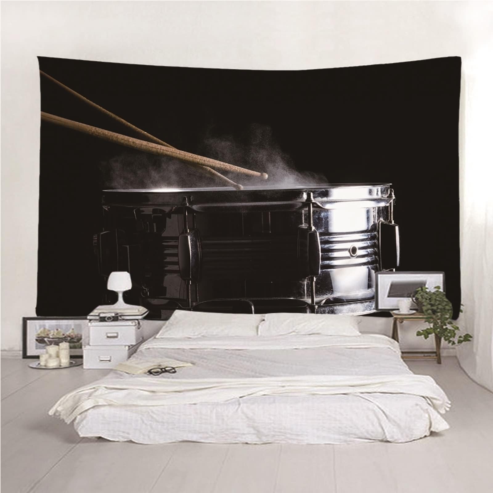 Tapiz de pared de microfibra, 300 x 260 cm (ancho x alto), color negro