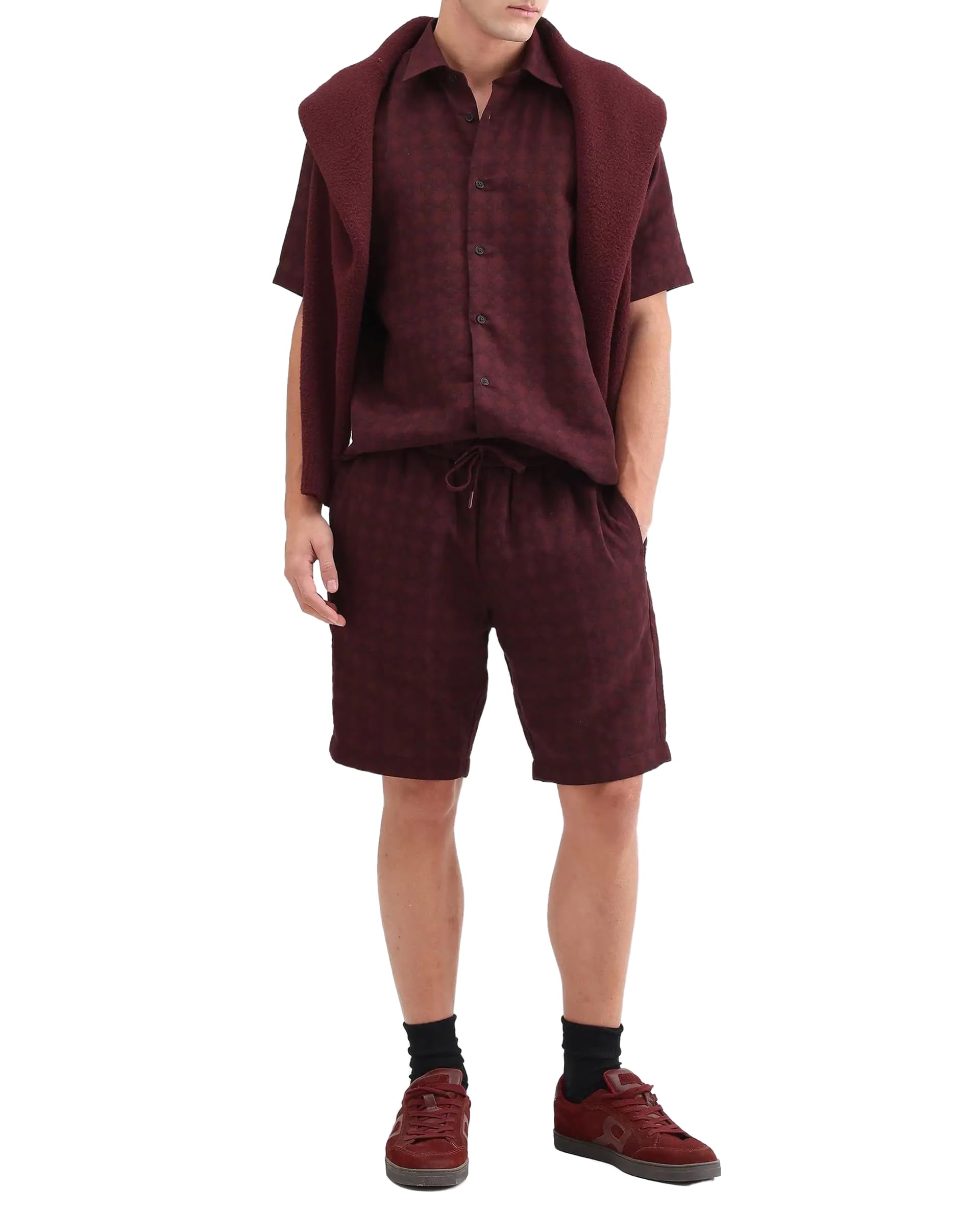 rare rabbit Men's Rance-T Regular Fit Geometric Cotton Mid-Rise Knee Length Short-picture-30