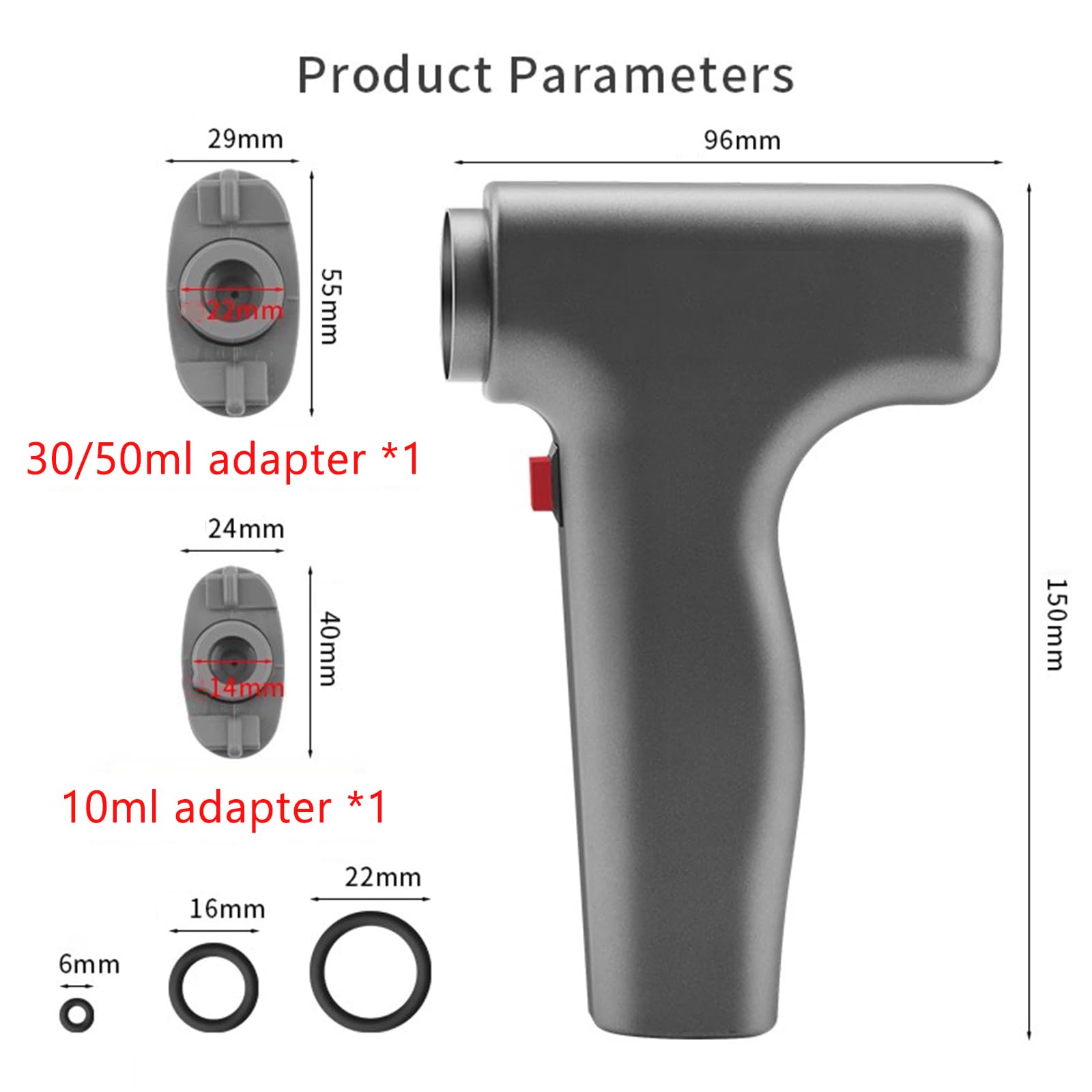 Elektryczny dozownik pistoletu do kleju, narzędzie do klejenia dozownika, adapter 30/50 ml x 1, adapter 10 ml x 1, dozowanie jednym przyciskiem, do rzemiosła, szybkiego wyciskania, wyciskania