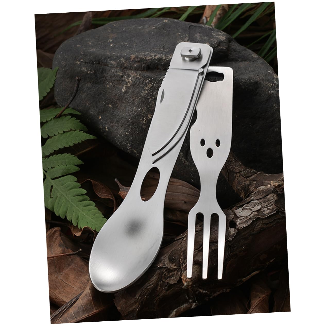 BESPORTBLE 3 Pezzi 3 1 Forchetta Cucchiaio in Metallo Forchetta Cucchiaio Pieghevole Utensile Da Campeggio All'aperto Da Picnic Viaggiare Portatile