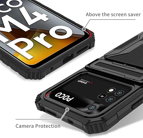 Miniatura 3 de GTBDEKI Funda de teléfono para Xiaomi Poco M4 Pro 4G, MZB0B5VIN Funda con protector de pantalla, cartera desmontable titular de tarjeta de crédito